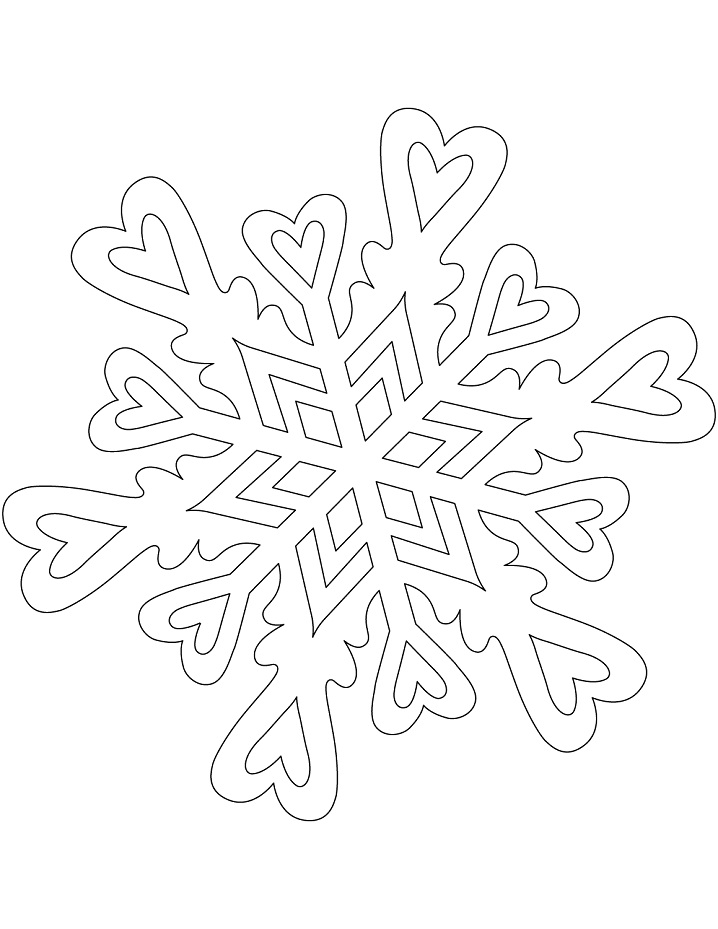 Patrón De Copo De Nieve Con Corazones para colorir
