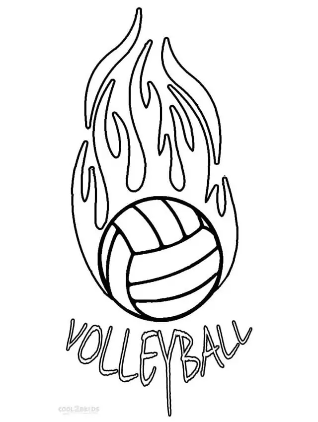 Dibujos de Pelota de voleibol en llamas para colorear