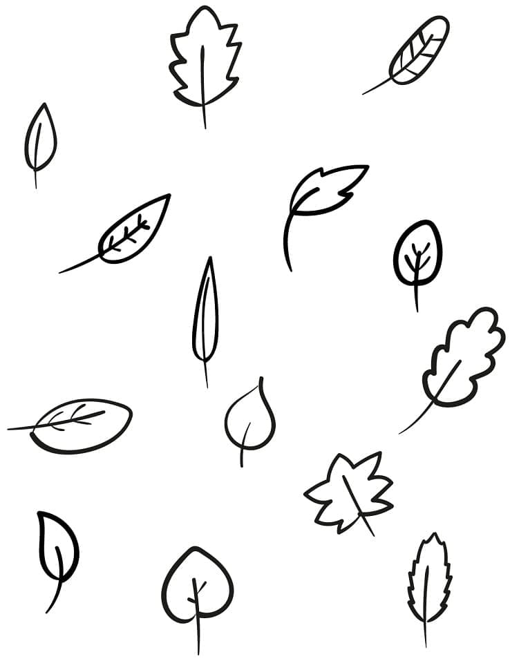 Dibujos de Pequeñas hojas de otoño para colorear