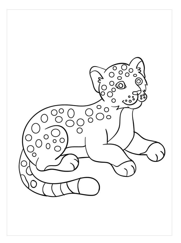 Dibujos de Pequeño Jaguar Reclinado para colorear
