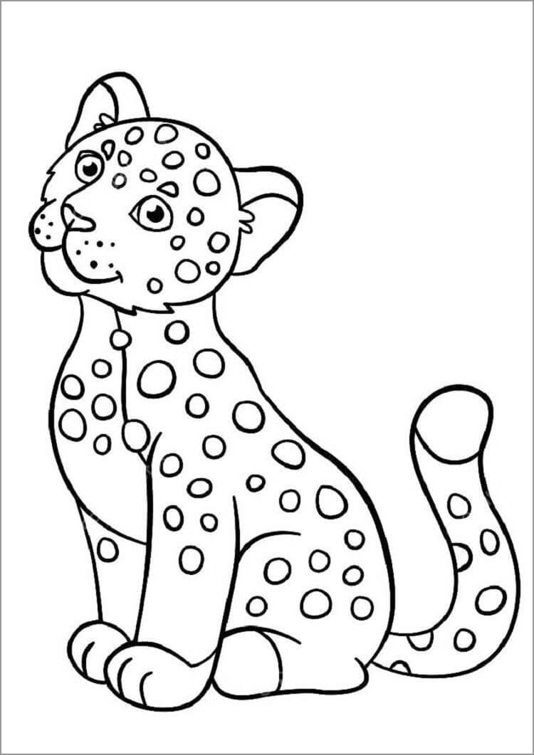 Dibujos de Pequeño Jaguar Sentado para colorear