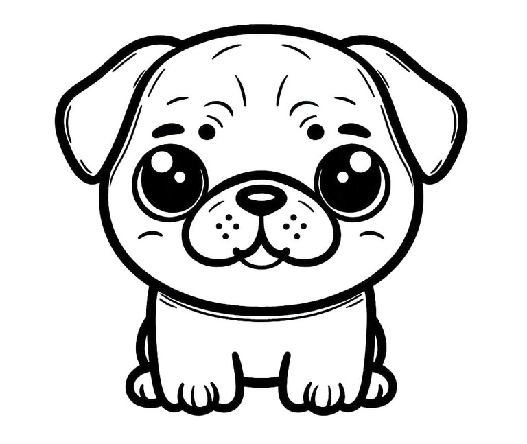 Pequeño perro pug para colorir