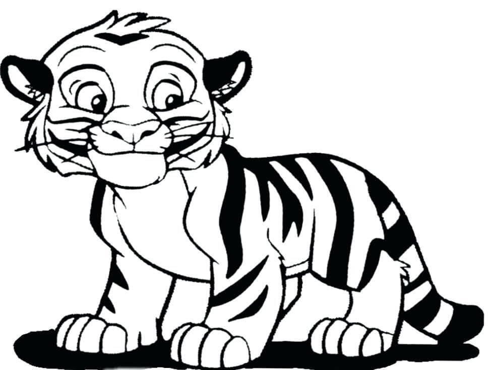 Pequeño tigre Sonriente para colorir