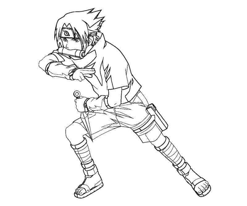 Dibujos de Pequeño Uchiha Sasuke Luchando para colorear