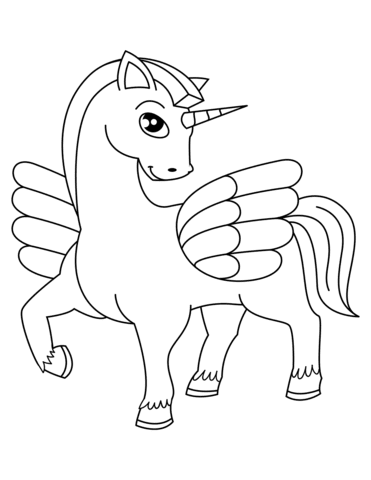 Dibujos de Pequeño Unicornio Alado para colorear