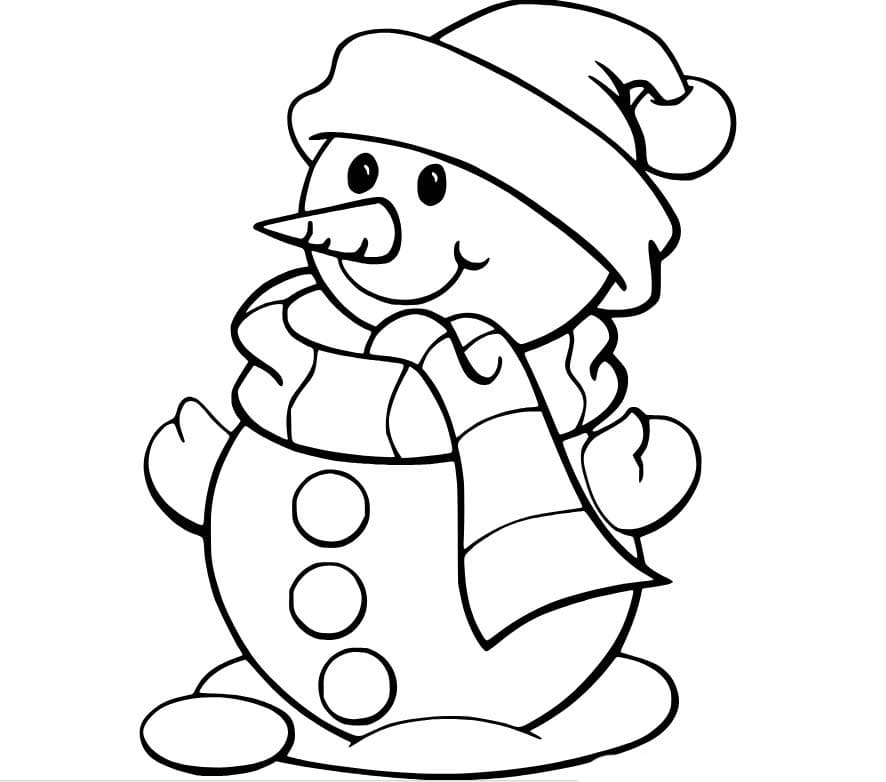 Dibujos de Pequeño y lindo muñeco de nieve para colorear