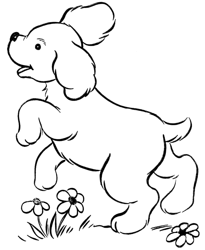 Dibujos de Perro Con Flores para colorear