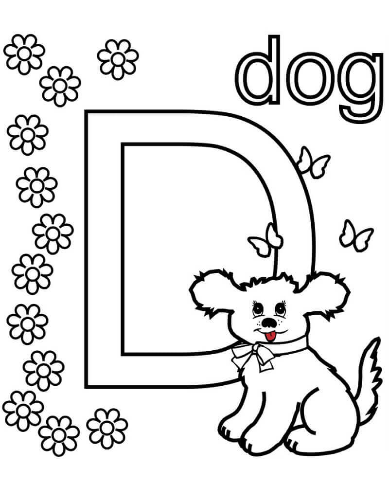Dibujos de Perro Letra D 1 para colorear