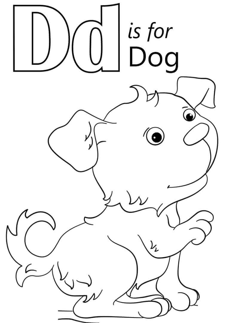 Dibujos de Perro, Letra D para colorear