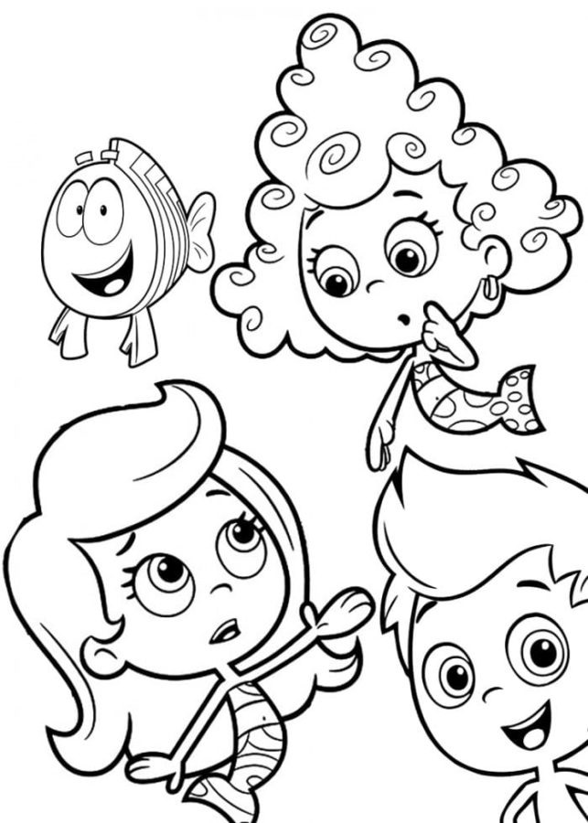 Personajes De Dibujos Animados De Guppies y Burbujas para colorir