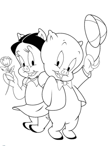 Petunia y Cerdo Porky para colorir