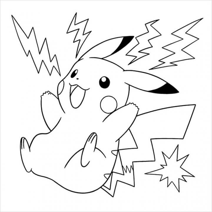 Dibujos de Pikachu Feliz para colorear