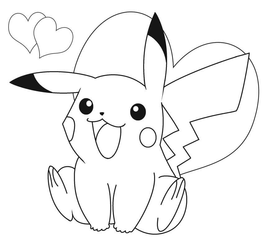 Pikachu Sentado para colorir