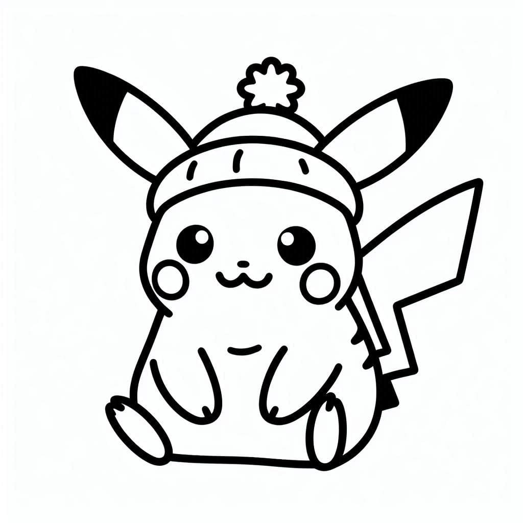 Dibujos de Pikachu usar un sombrero para colorear