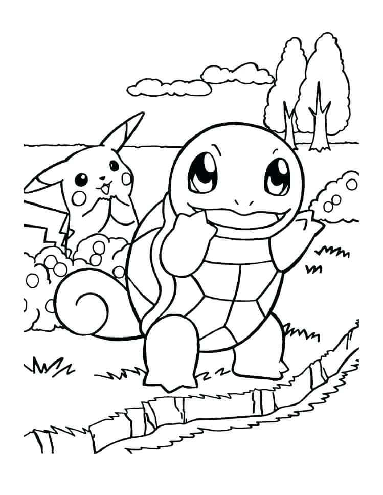 Pikachu y Squirtle para colorir