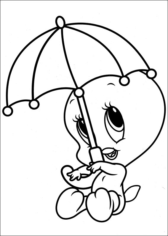 Dibujos de Piolín Bebé Con Paraguas para colorear