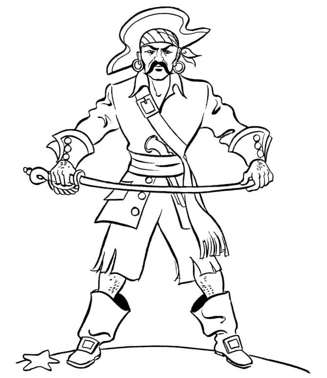Pirata Con Espadas para colorir