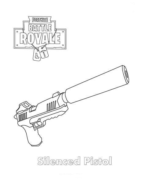 Dibujos de Pistola Silenciada Fortnite para colorear