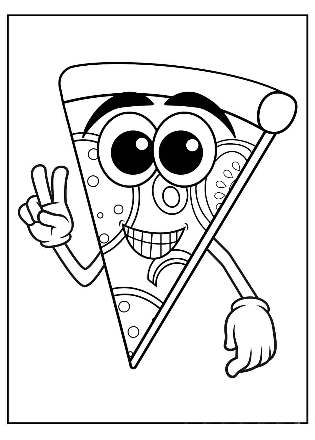 Dibujos de Pizza Feliz para colorear