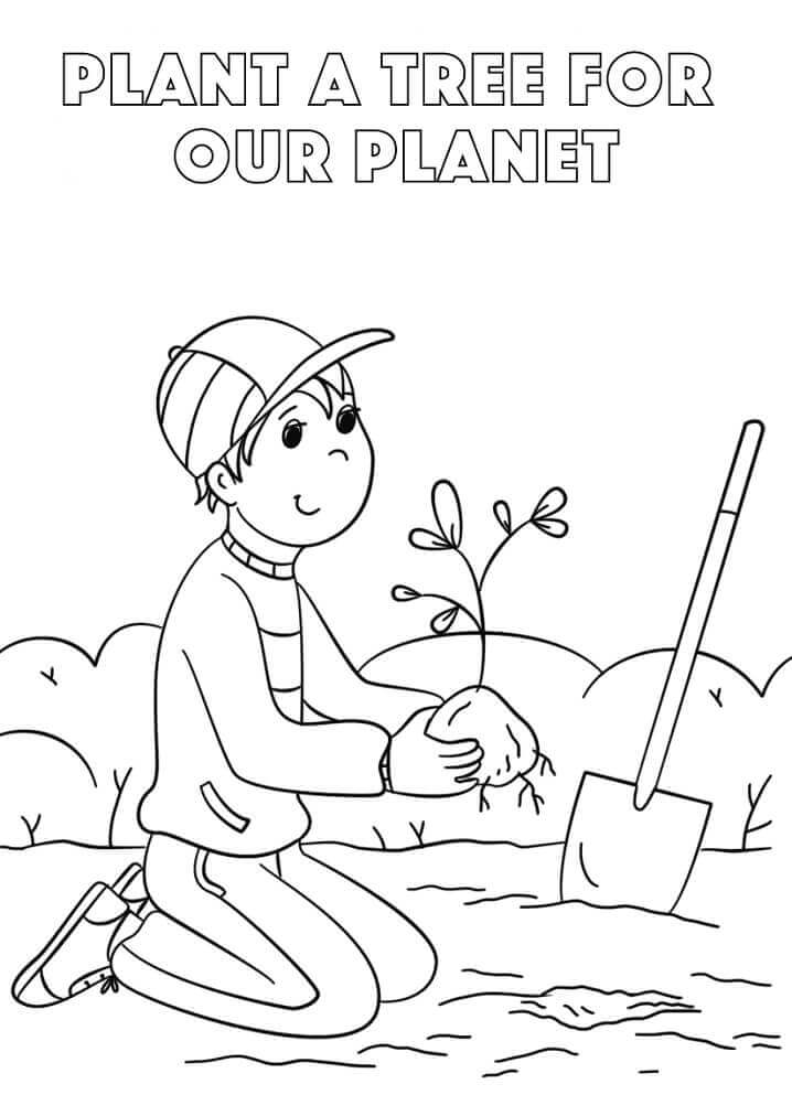 Dibujos de Plantar un Árbol para colorear