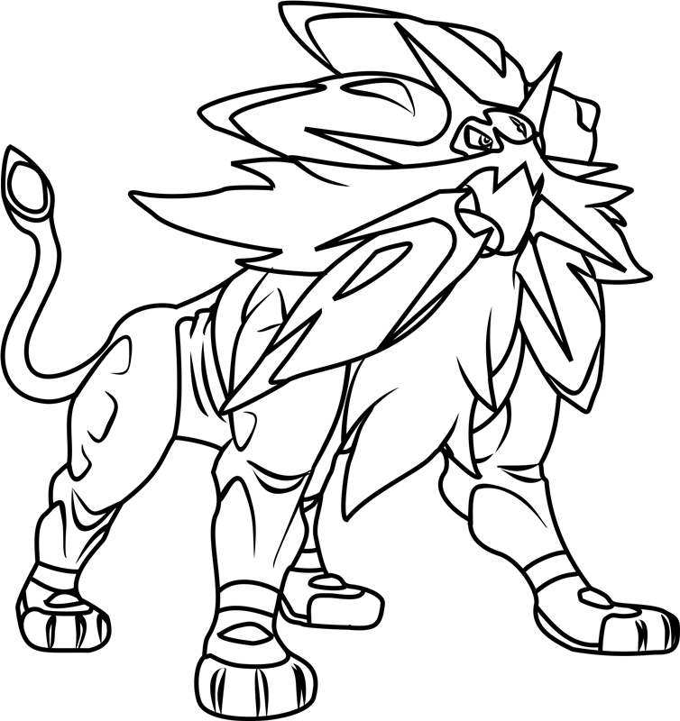 Pokémon legendario Solgaleo para colorir