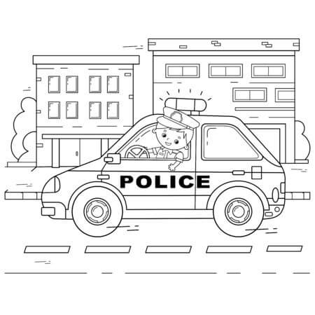 Dibujos de Policía Básico en el Coche para colorear