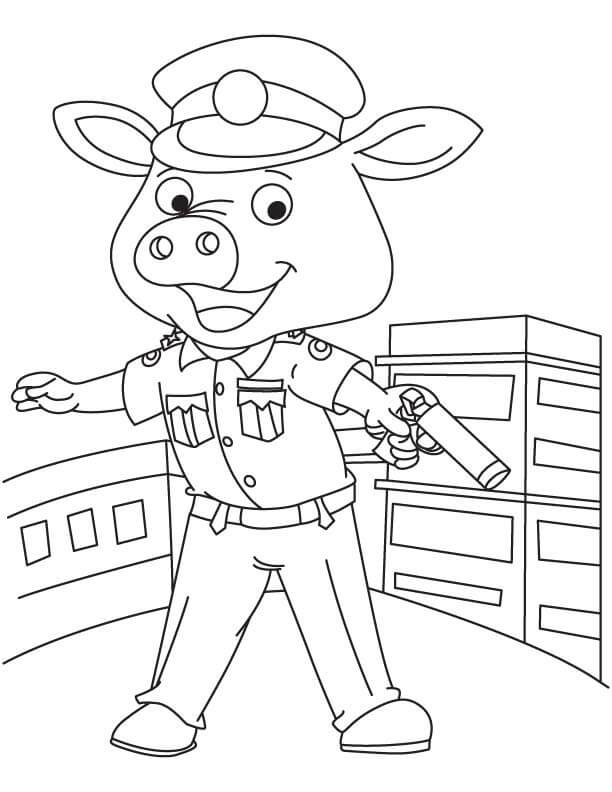 Policía de Cerdo para colorir