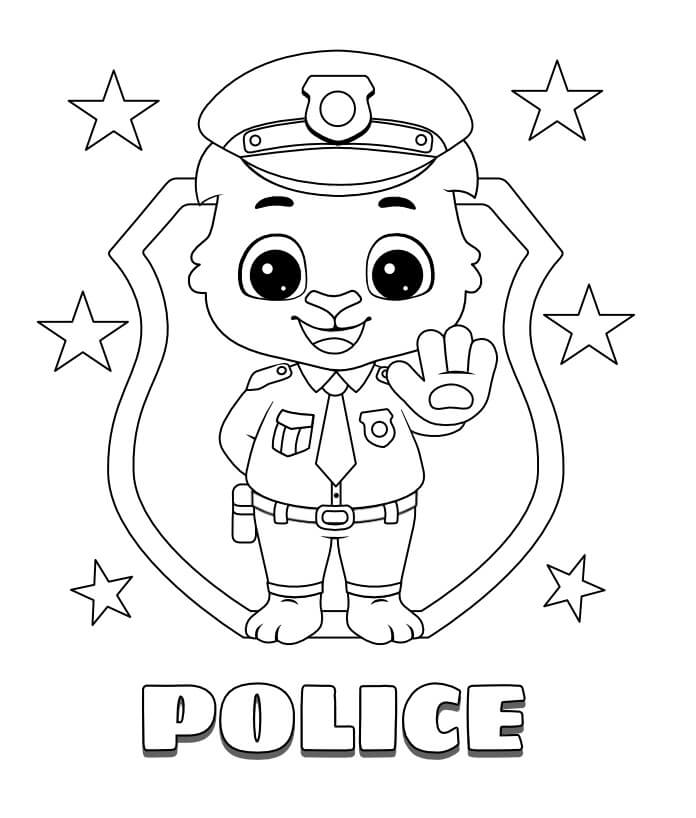 Policía de Dibujos Animados para colorir