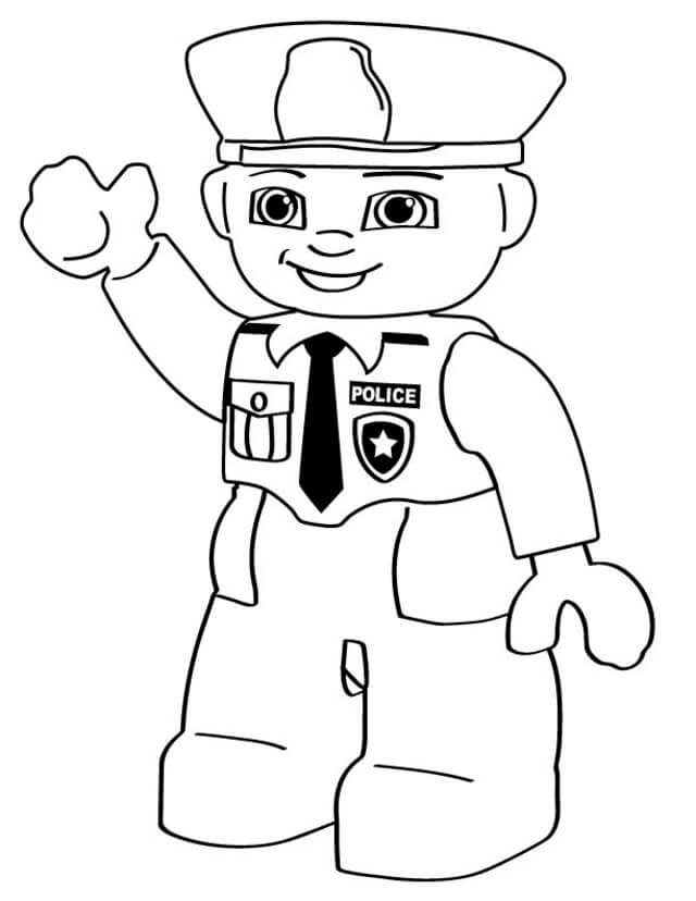 Dibujos de Policía divertida de Lego para colorear