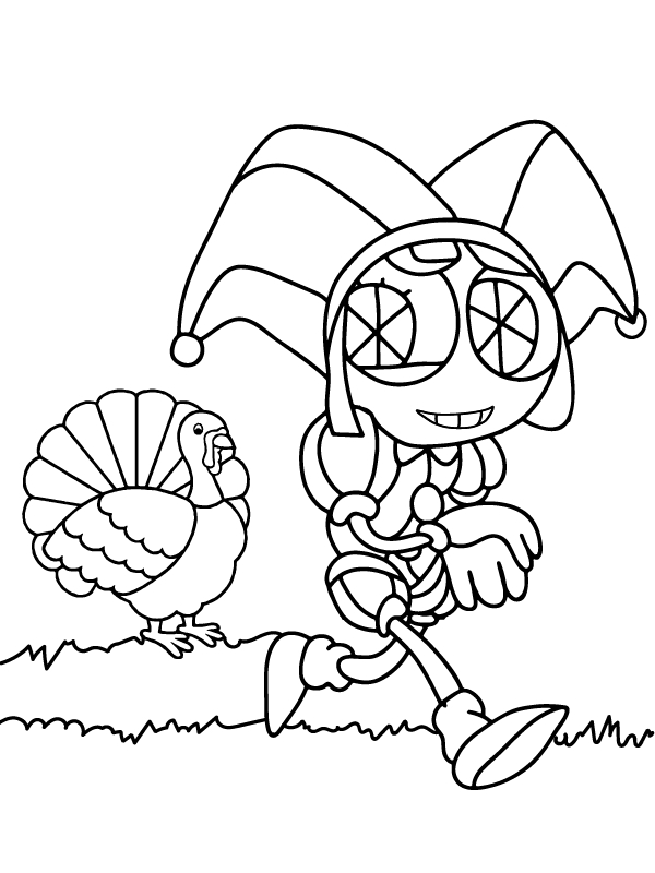 Dibujos de Pomni imprimible para niños para colorear