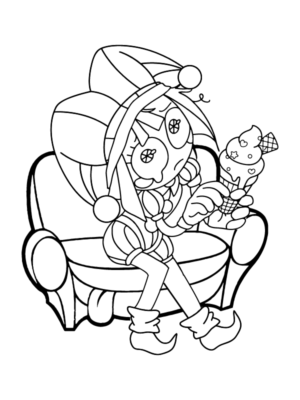 Dibujos de Pomni muy fácil para colorear