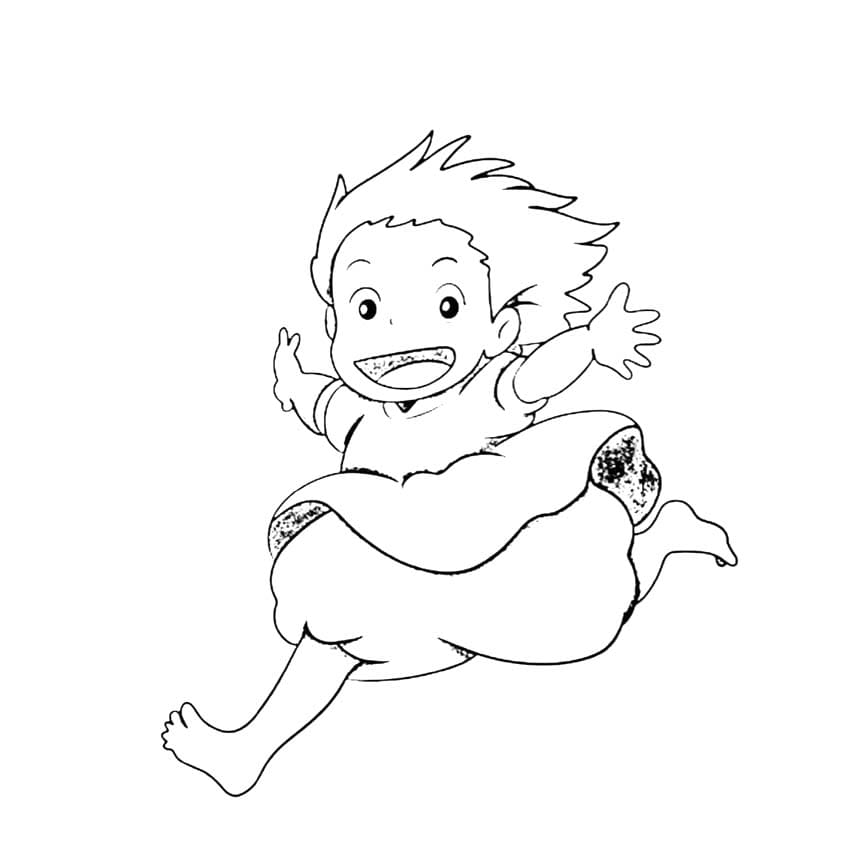Dibujos de Ponyo fácil en niños para colorear