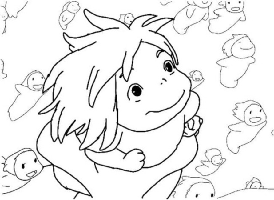 Dibujos de Ponyo gratis Imprimible para niños para colorear