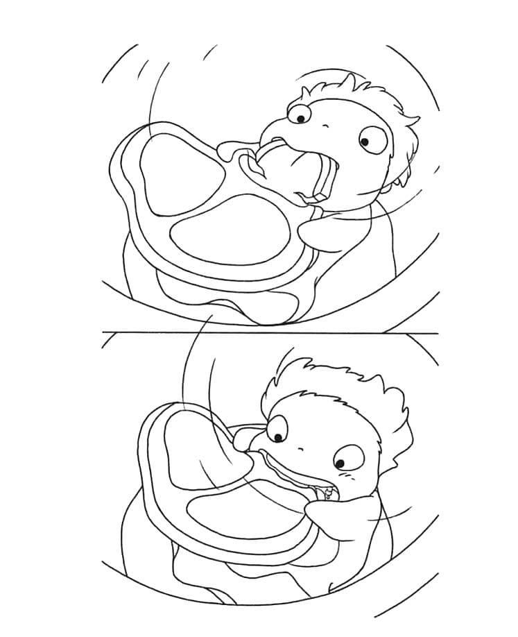 Dibujos de Ponyo imprimible gratis para colorear