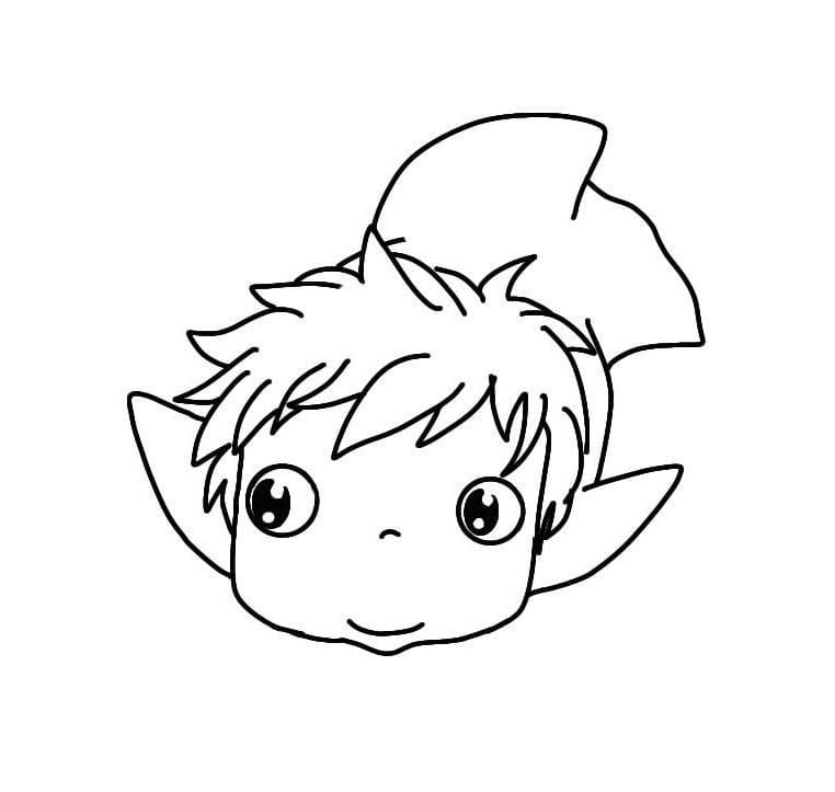 Dibujos de Ponyo Imprimible para niños para colorear