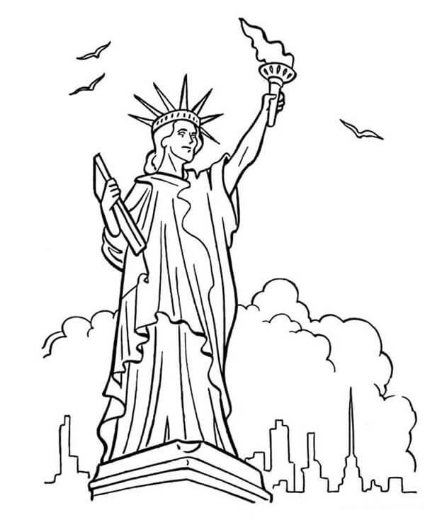 Dibujos de Preciosa Estatua de la Libertad para colorear