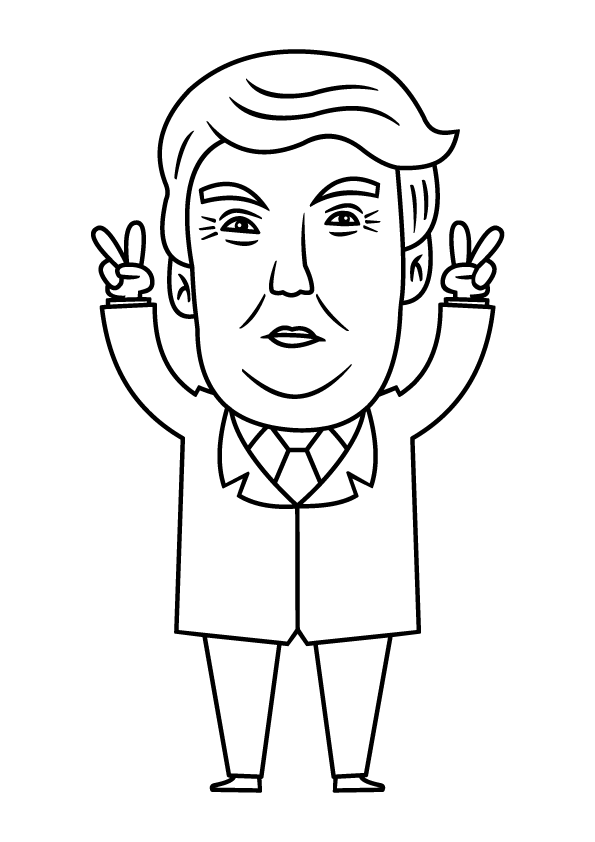 Presidente Divertido Donald Trump para colorir