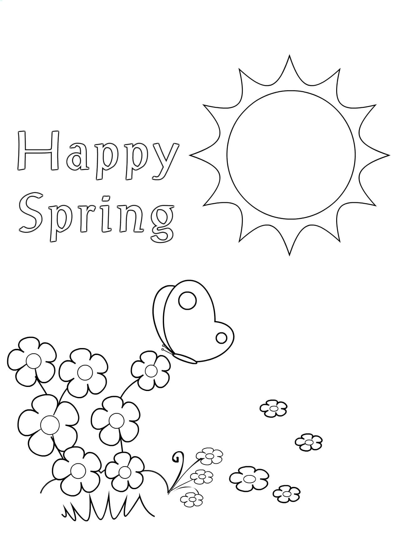 Dibujos de Primavera Feliz para colorear