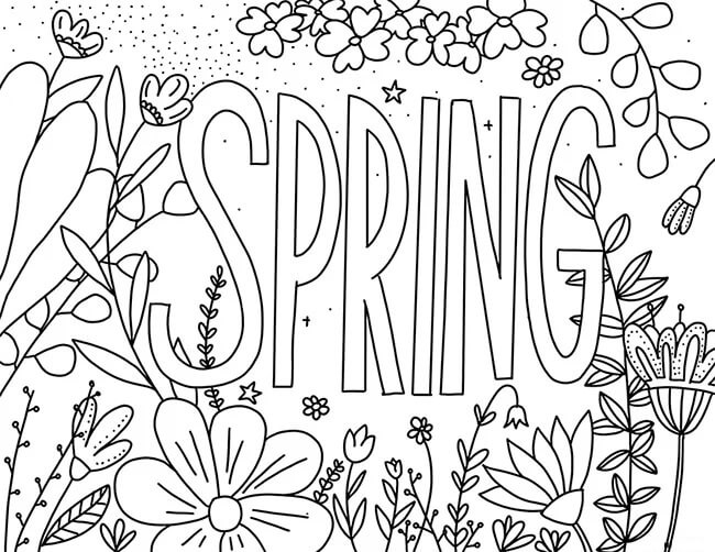 Dibujos de Primavera Sencilla para colorear