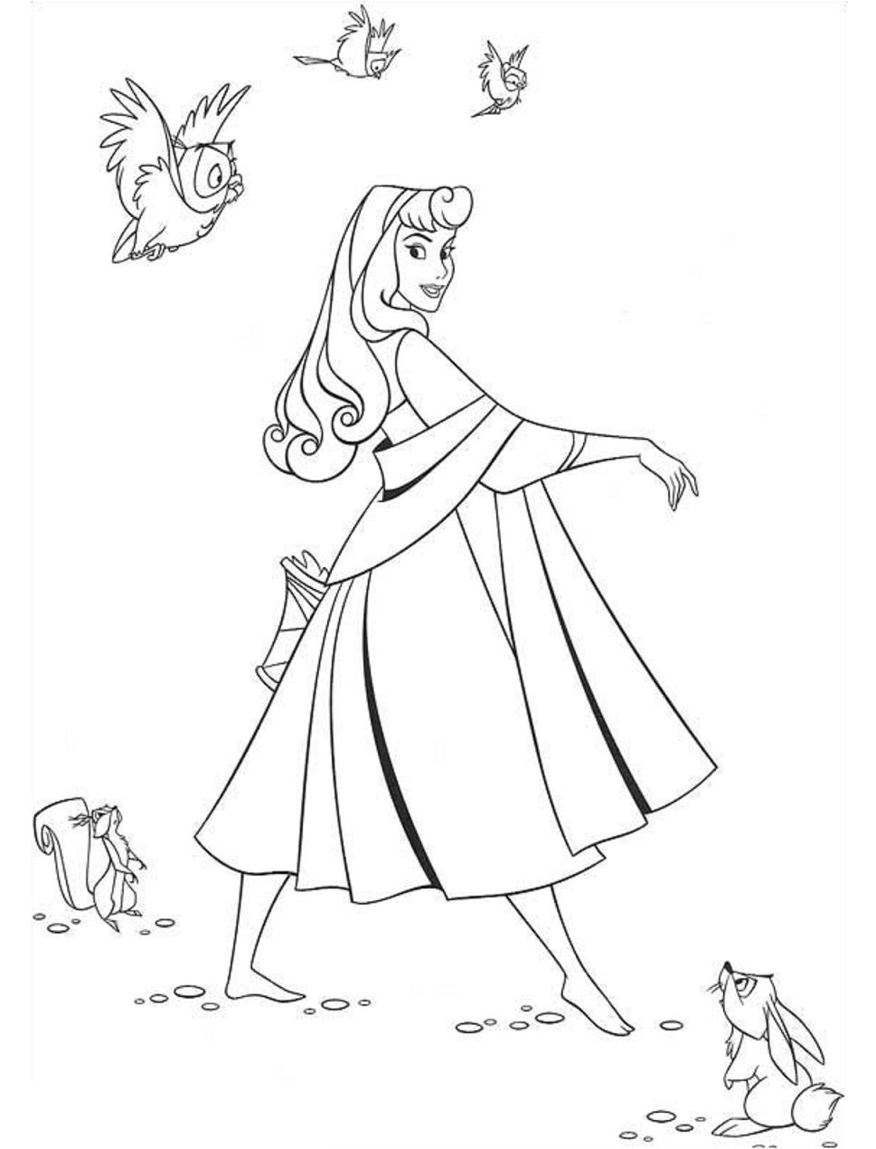 Princesa Aurora Caminando para colorir