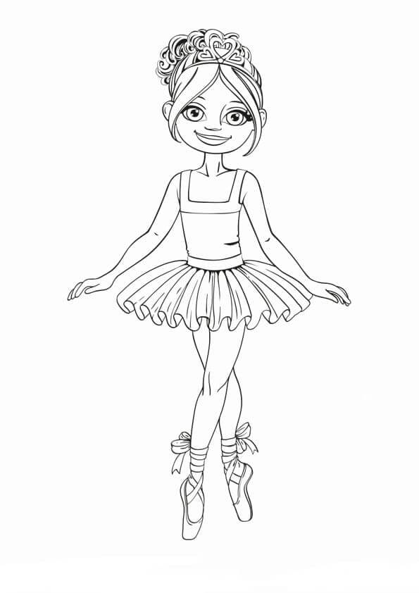 Dibujos de Princesa Bailarina Sonriente para colorear