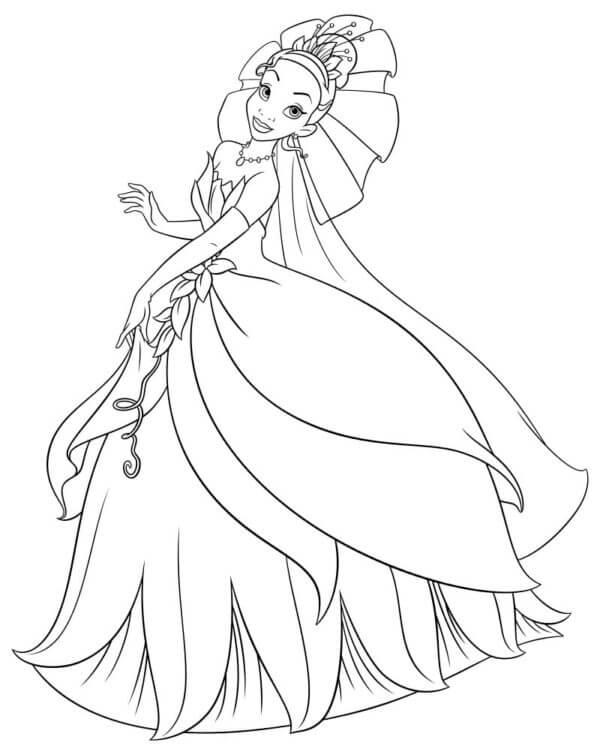 Dibujos de Princesa Bailarina Tiana para colorear