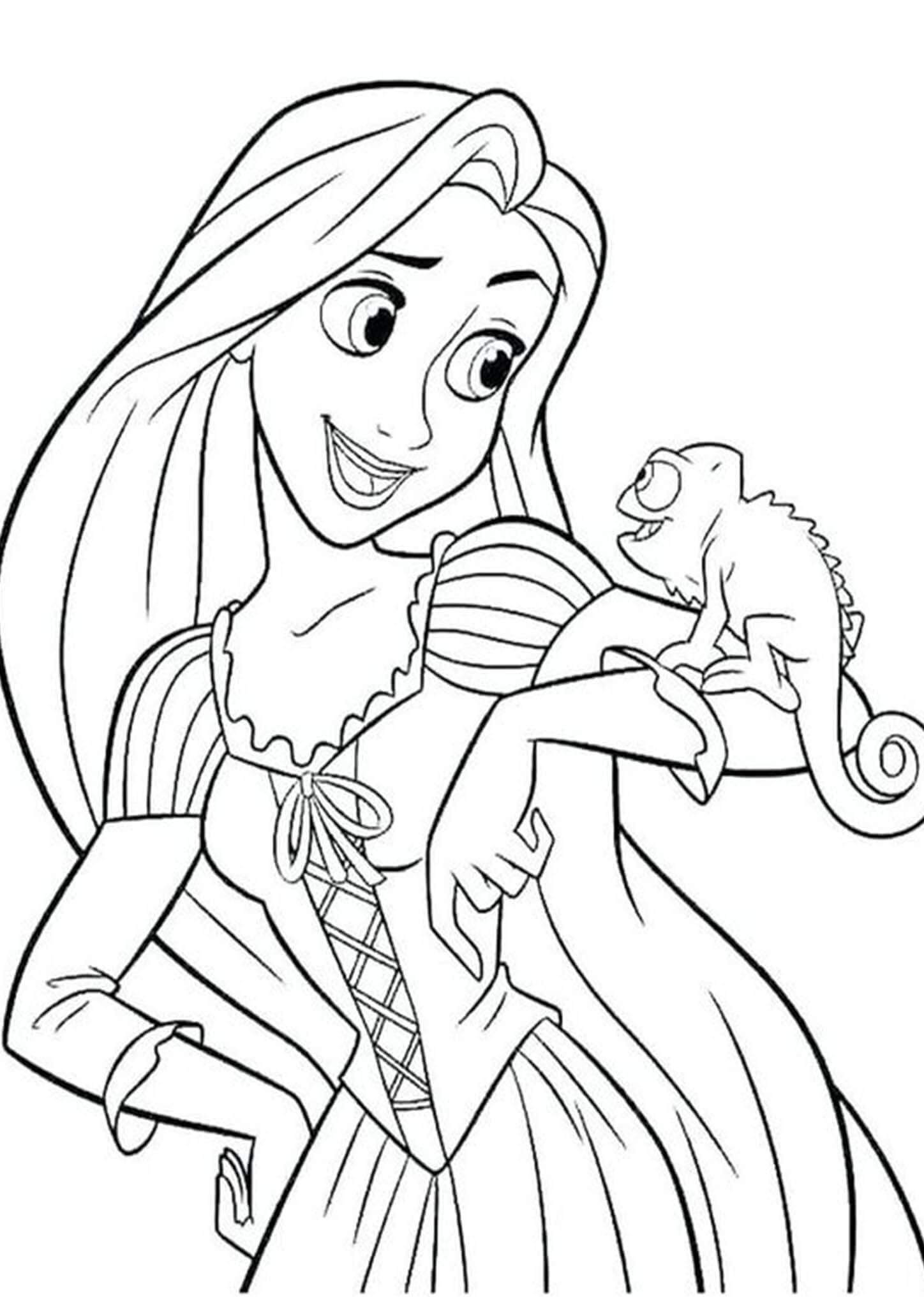 Princesa con Gecko para colorir