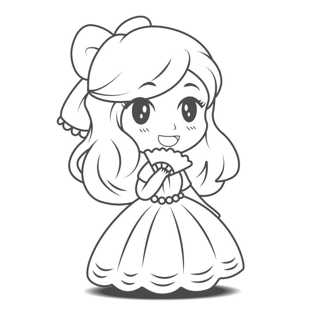 Dibujos de Princesa de anime divertida para colorear