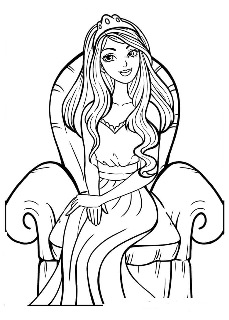 Princesa Sentada en una Silla para colorir
