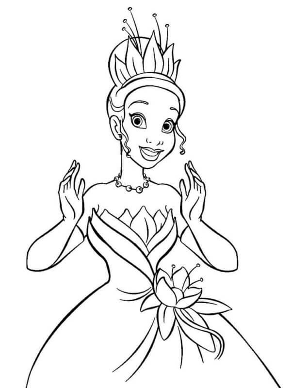 Dibujos de Princesa Tiana Con Corona para colorear