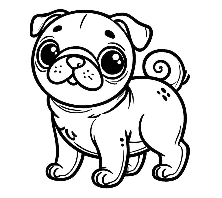 Dibujos de Pug alegre para colorear