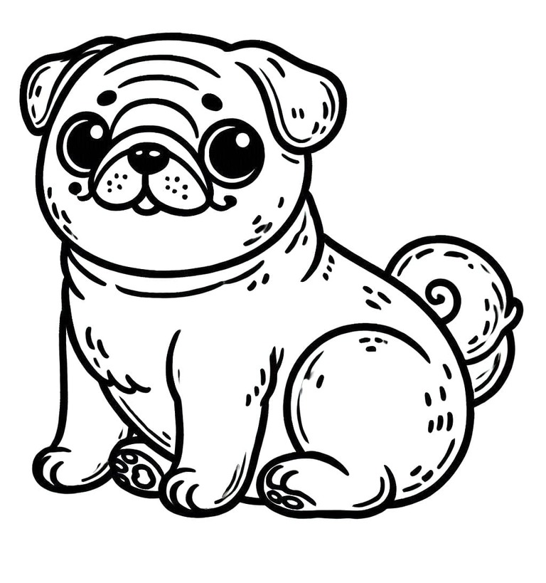 Dibujos de Pug amigable para colorear