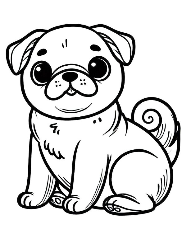 Dibujos de Pug curioso para colorear