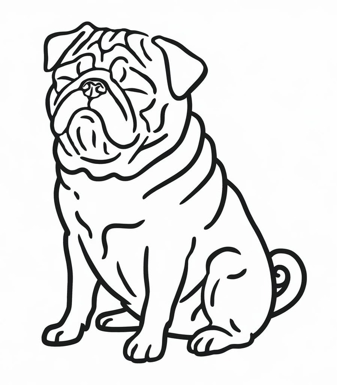 Pug fácil para colorir